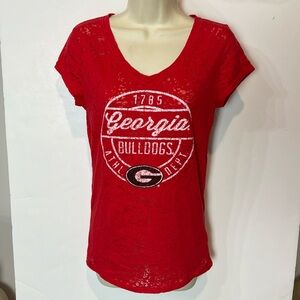 Georgia GA Bulldogs Semi Sheer Red T Shirt, Jr Lg